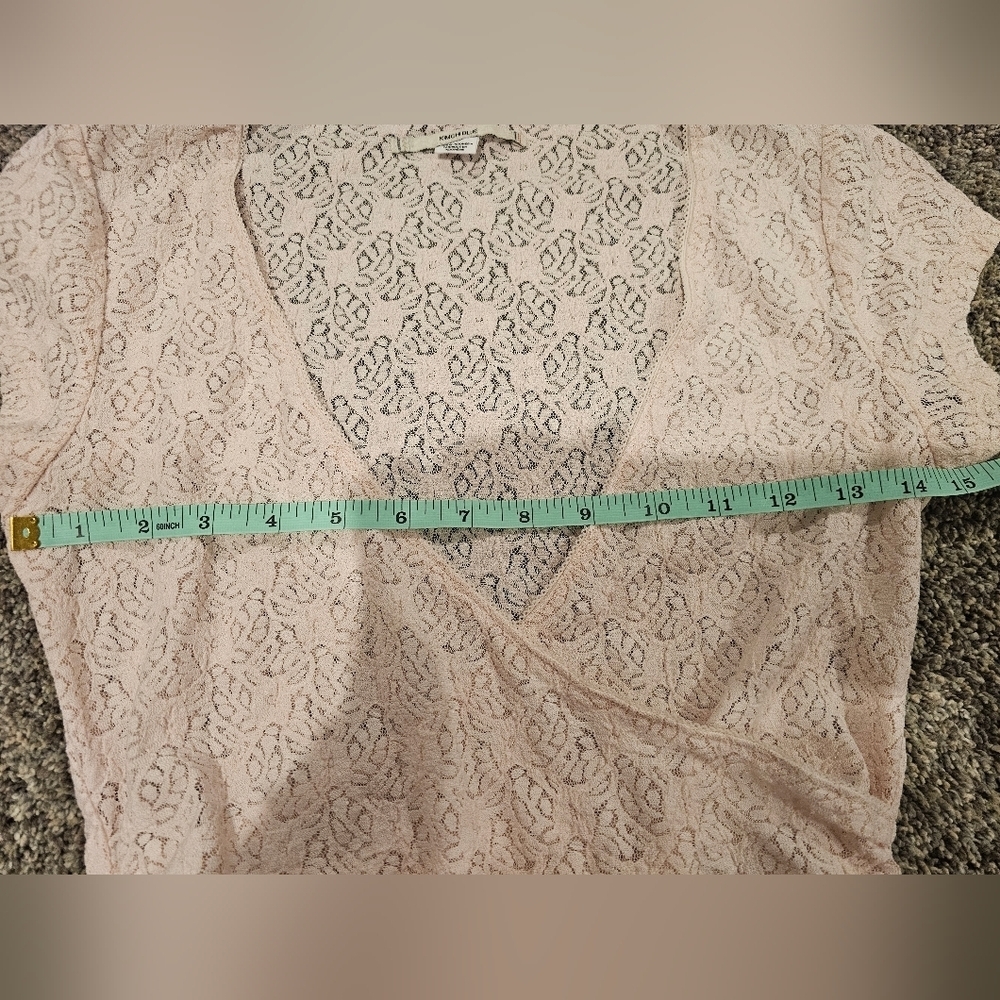 Kimchi Blue Pink Wrap Top V Neck Faux Wrap Cami Crop Top M - Picture 6 of 9